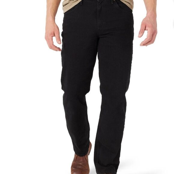 Men's Black Wrangler Relaxed Fit Jeans Sz 38 length 34 NWT - Picture 1 of 6